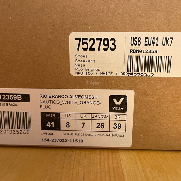 Brand New In Box Veja Aeromesh Rio Branco, Sz 41 - Picture 8 of 8